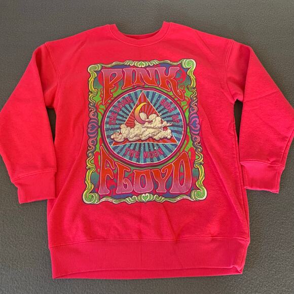 Pink Floyd Dark Side of the Moon Hot Pink Cozy Crewneck Sweatshirt Hippie Trippy - Picture 1 of 7